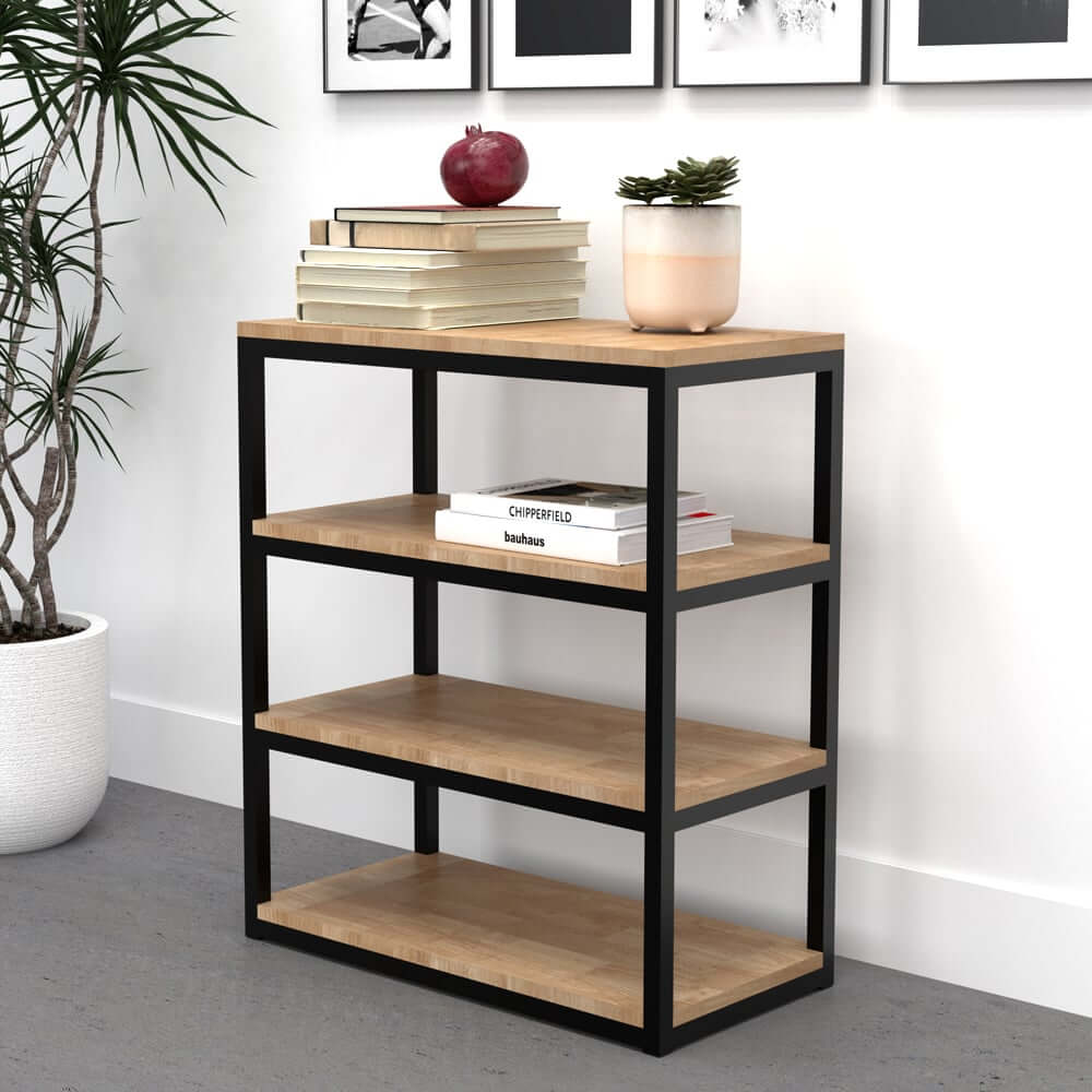 ชั้นวางของไม้ยางพารา สไตล์ลอฟท์ Monster Steel รุ่น JZN008 ขนาด 60*30*70 cm.